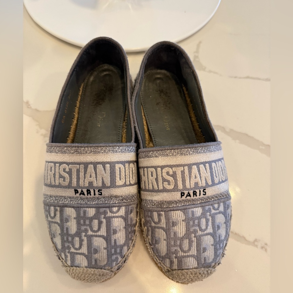 DIOR - Authentic Christian Dior Blue Logo Espadrilles 38